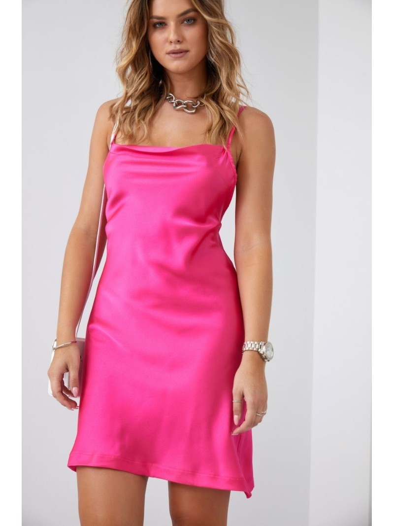 Fuchsia satin dress FG645